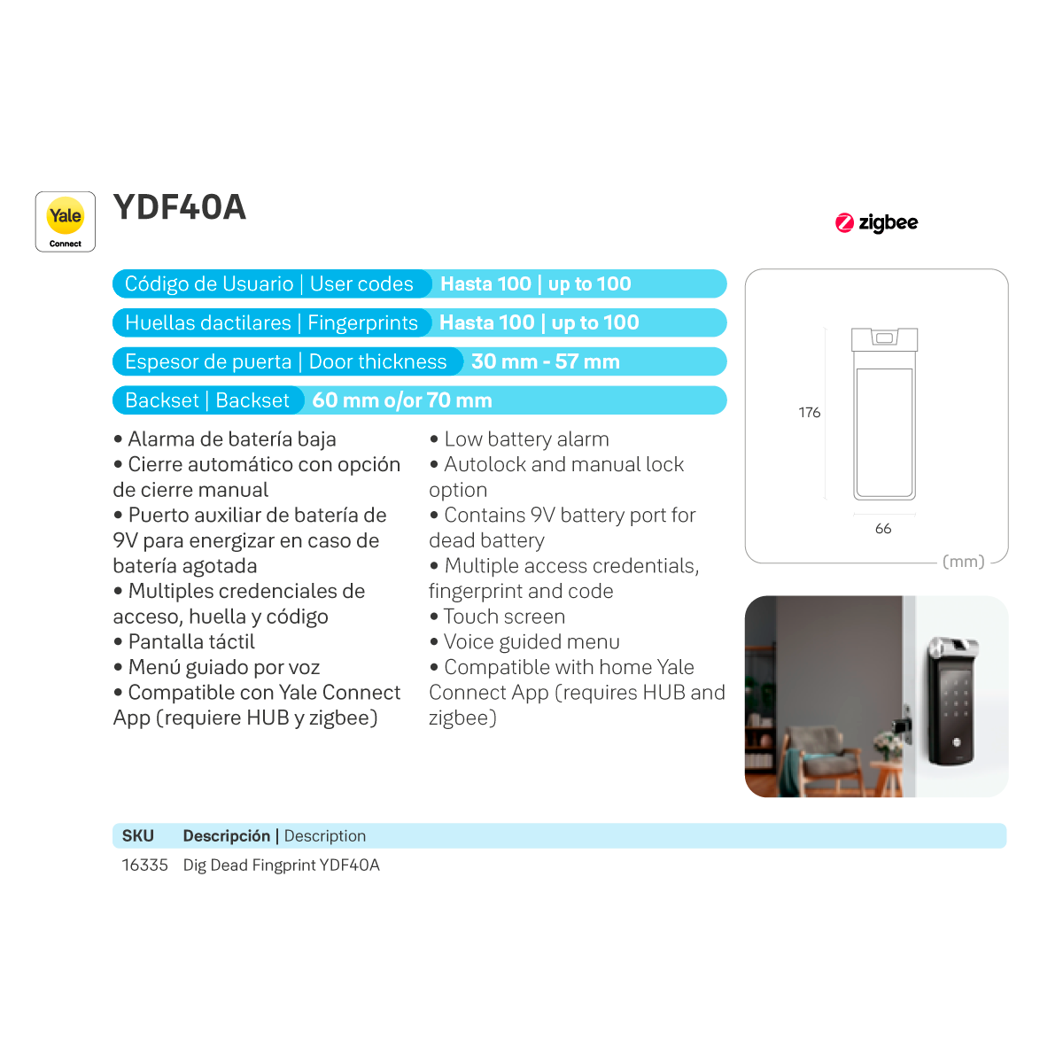 Cerrojo Digital YDF40A - Imagen 5